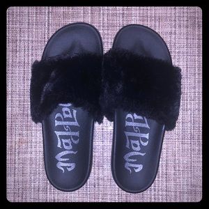 Mad Love faux fur slides/sandals